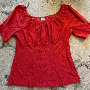 Women’s red babydoll eyelet top size small